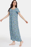 Zivame Miss Daisy Woven Full Length Nightdress - Baltic Sea — thumbnail 2